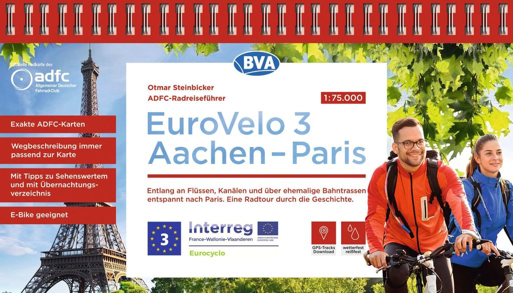 ADFC-Radreiseführer Eurovelo 3 Aachen - Paris, 1:75.000, wetter- und reißfest, GPS-Tracks zum Download, E-Bike geeignet