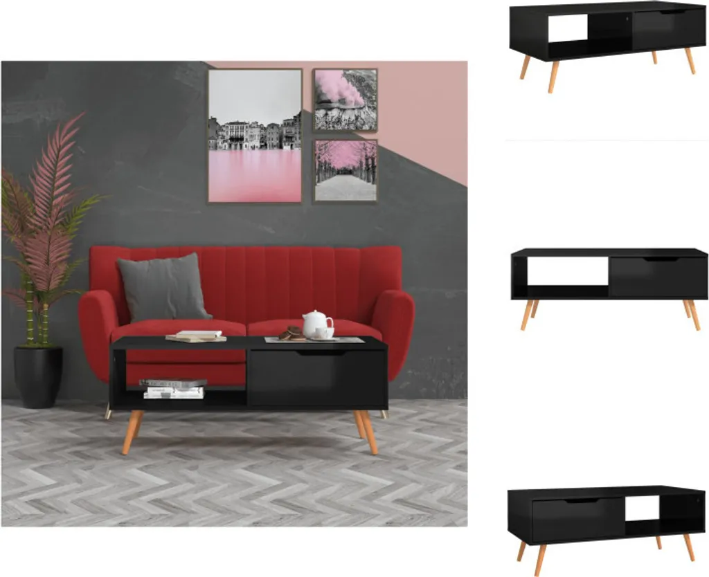 Tavolino Elegante Nero Lucido 100x50 vidaXL - Complemento Living di Lusso