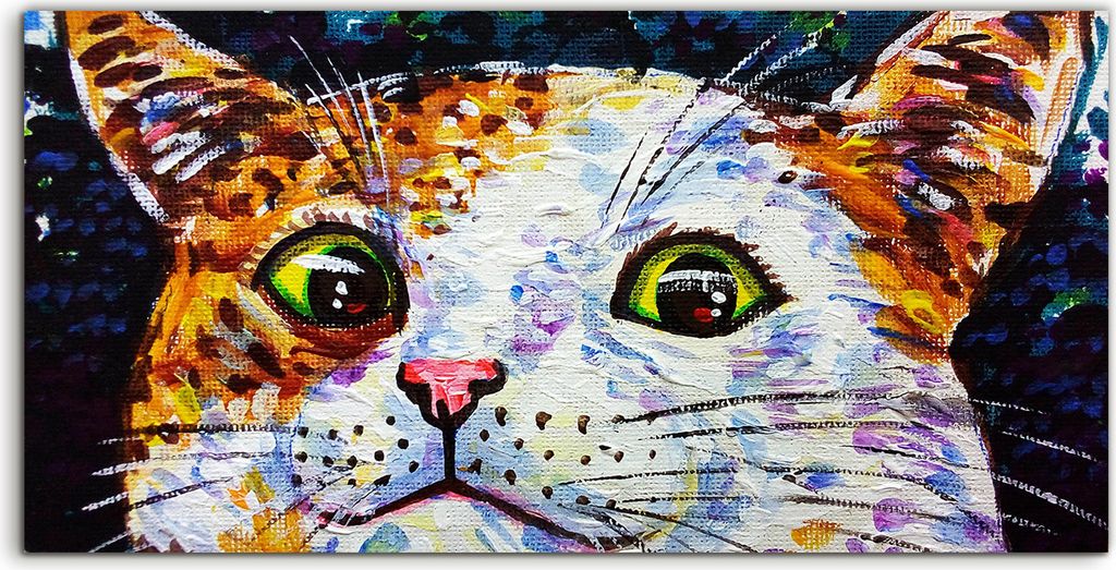 Coloray Canvas 120x60 Wandbild Leinwand Bilder Wand Kunst Bild Tierische Augen Katze