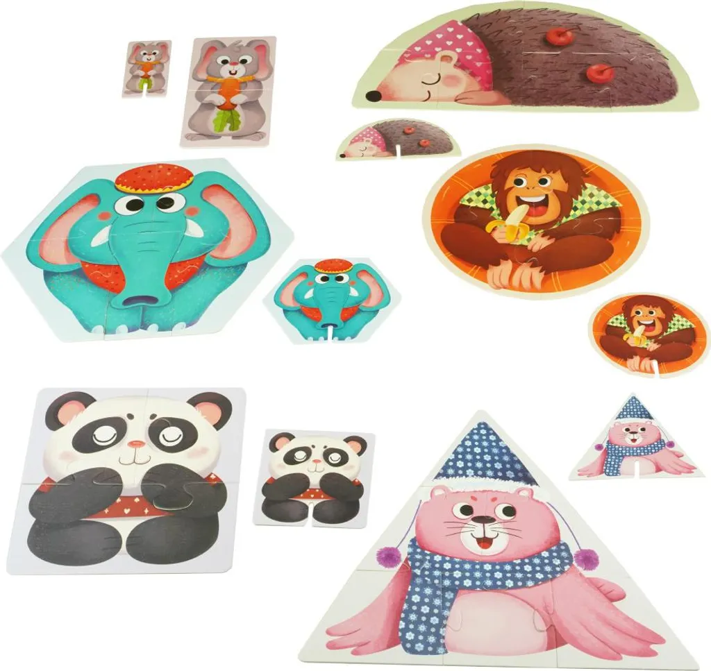 Puzzle 6 en 1 animaux Panda Singe : Finissez-en avec l'ennui des enfants