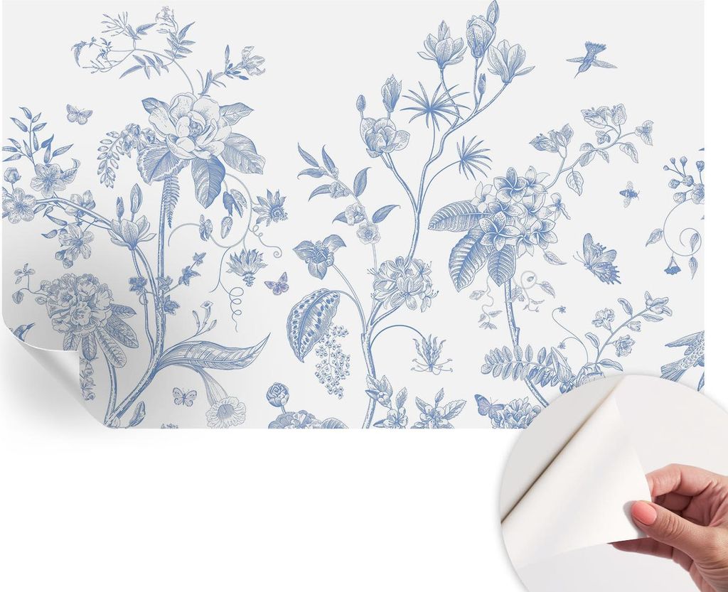 Selbstklebende Wandtapete - Dekorative Tapete für Wohnzimmer - Klebefolie für Wandbilder - Tapetenfolie für Wanddekoration - 416x254 - Blumenmuster