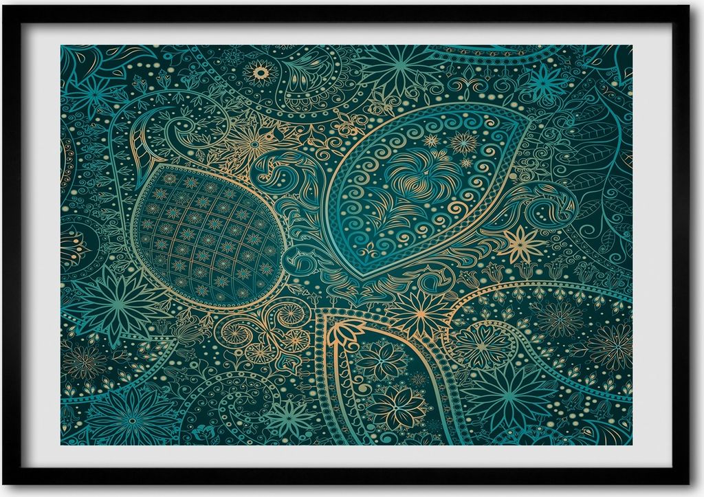 Bild - Bilderrahmen - 100 cm x 70 cm - MDF - Rahmen - Foto - Wandkunst Ornamente Hintergrund