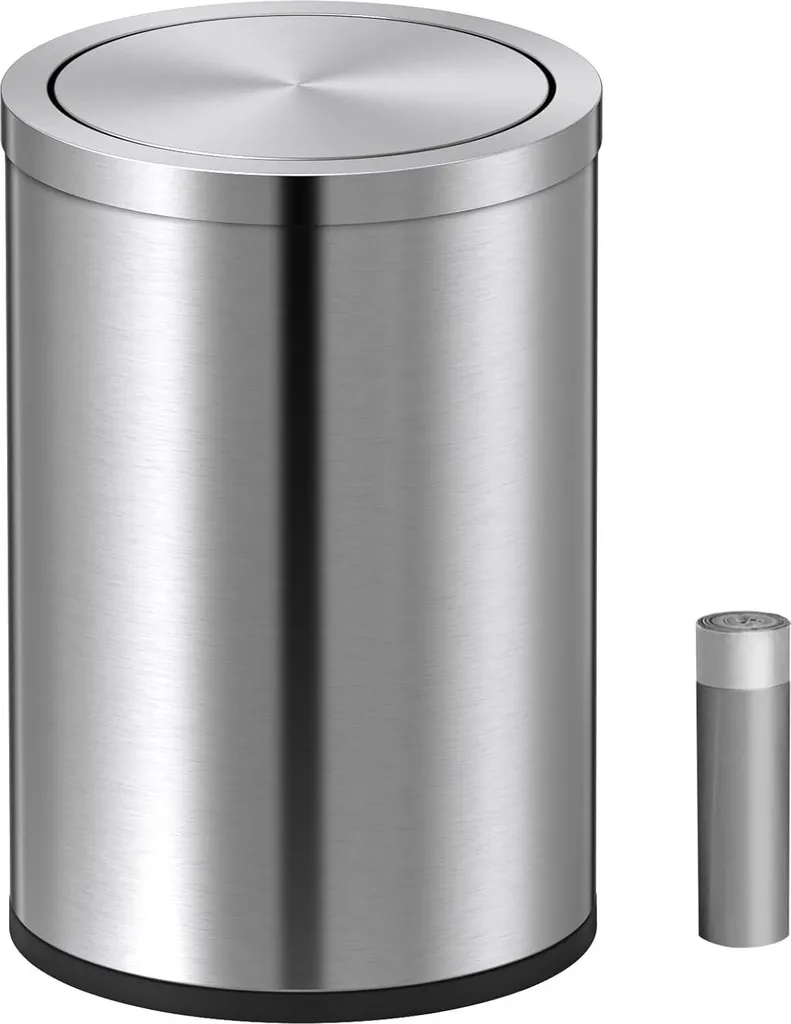 Poubelle 9L en inox brillant avec pédale et seau amovible pour cuisine