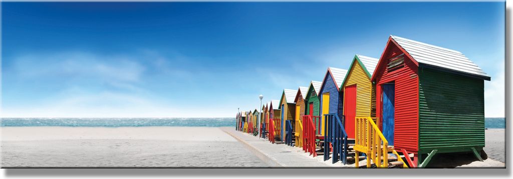120 x 40 cm Bild auf Leinwand Haus bunt Strand 5716-SCT deutsche Marke und Lager - Die Bilder / das Wandbild / der Kunstdruck ist fertig gerahmt