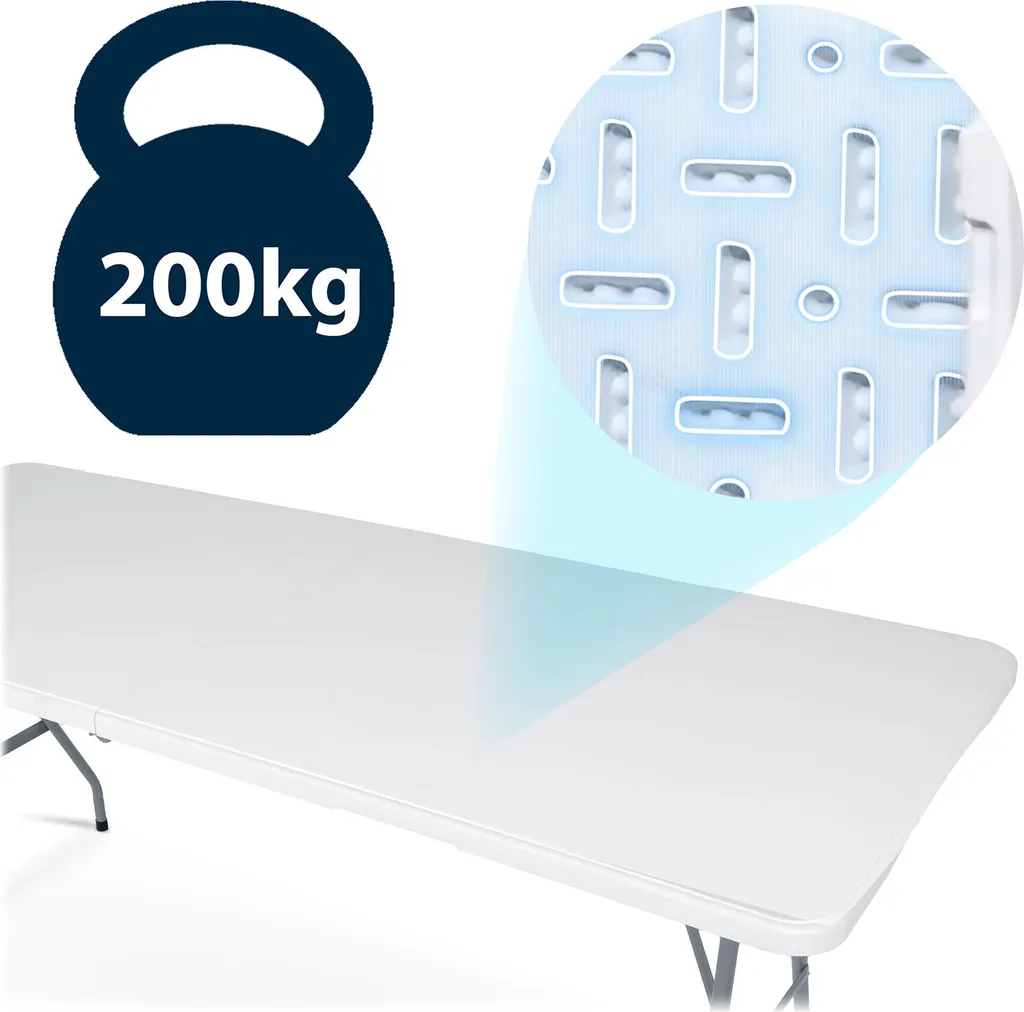 Grande table de buffet pliante 180cm blanche - Table d'appoint jardin - 5