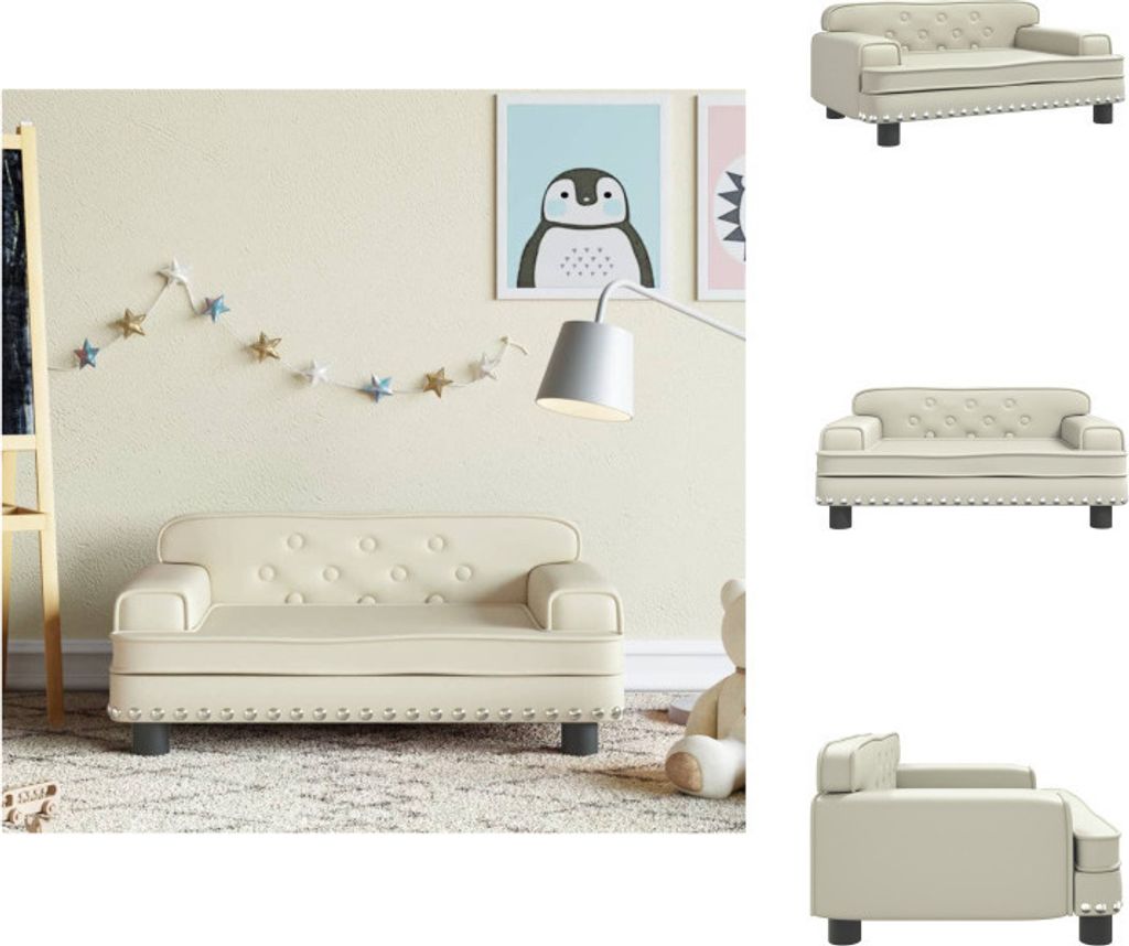 vidaXL Kindersofa Creme 70x45x30 cm Kunstleder - Baby- & Kleinkindmöbel