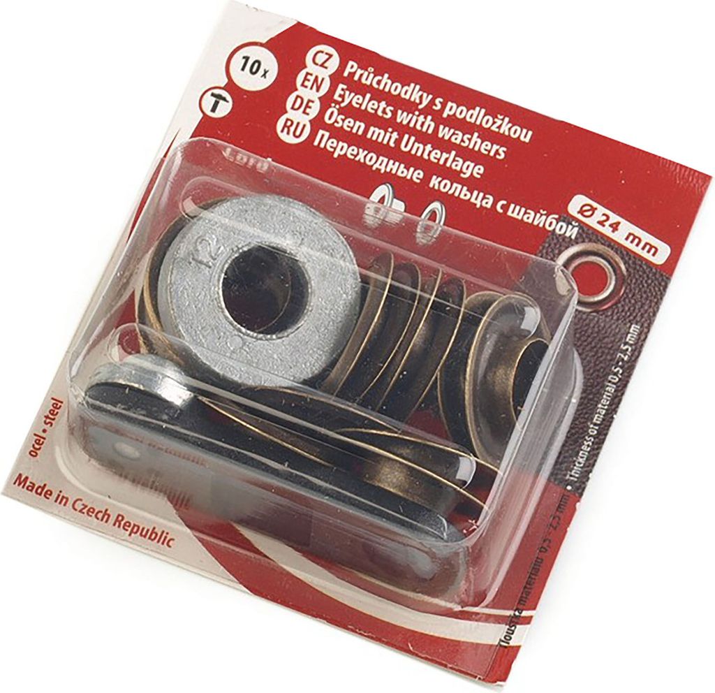 Metallösen m. Ösenwerkzeug verschiedene Größen / Mengen f. Taschen Stoff Leder , Farbe:altmessing, Größe:10St. | Ø12mm | Ø24mm