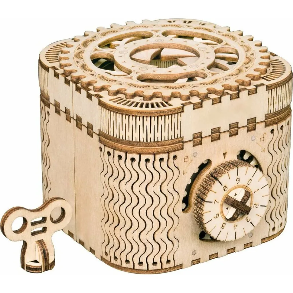 Coffret au Trésor ROKR en Bois Puzzle 3D Mécanique avec Code Secret DIY