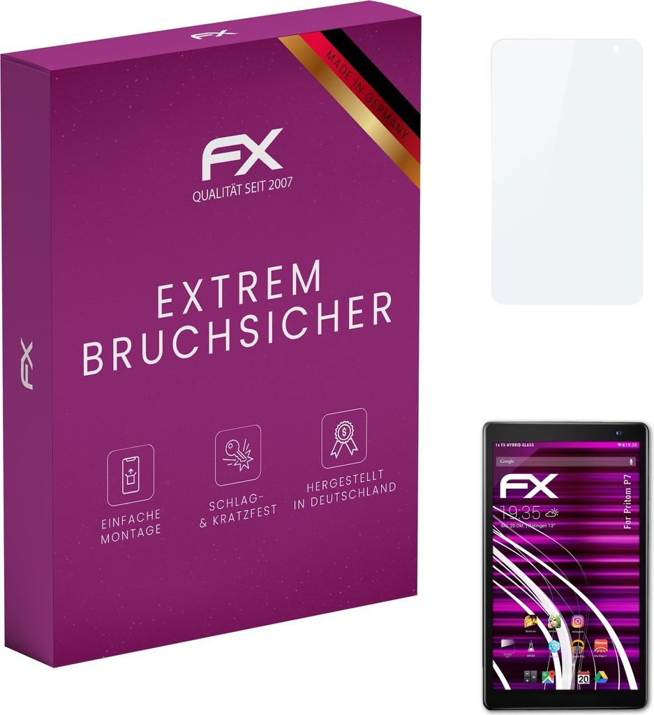 atFoliX FX-Hybrid-Glass Displayfolie kompatibel mit Pritom P7 Glasfolie