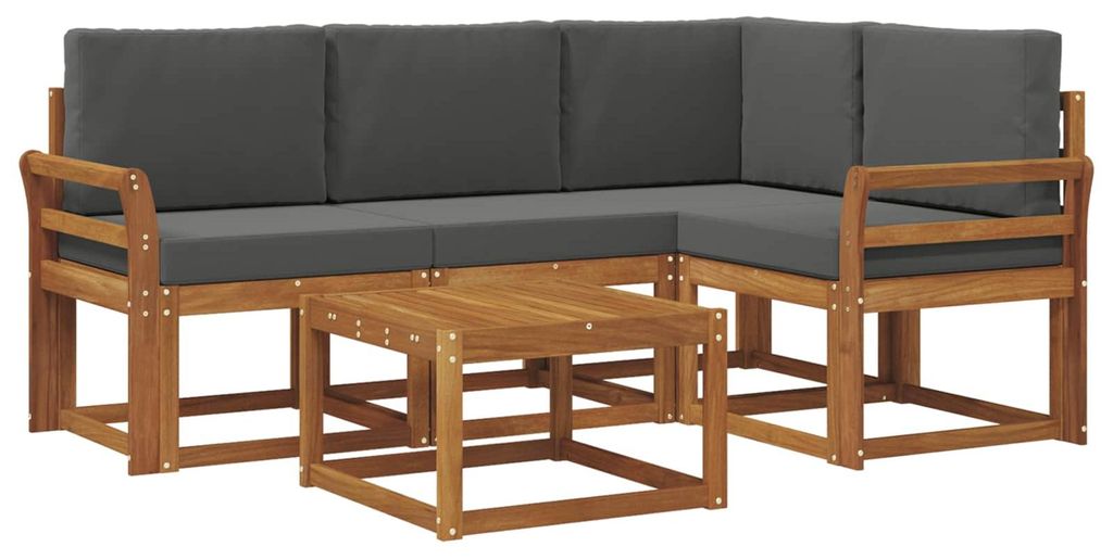 vidaXL Outdoor-Sofagarnitur mit Kissen 5 pcs Natur und Anthrazit