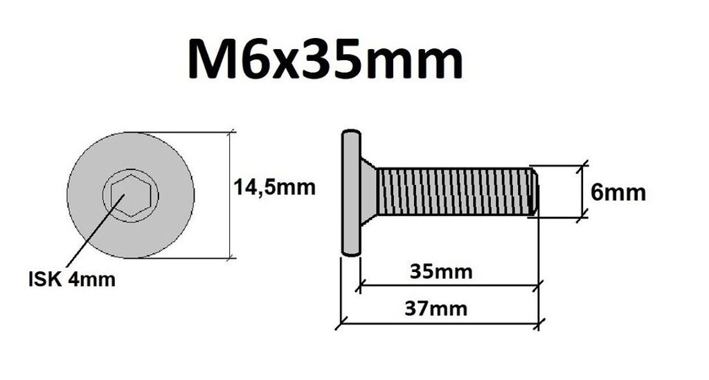 Flachkopfschrauben M6 Möbelschrauben Möbelverbinder 35mm Produktbild 2