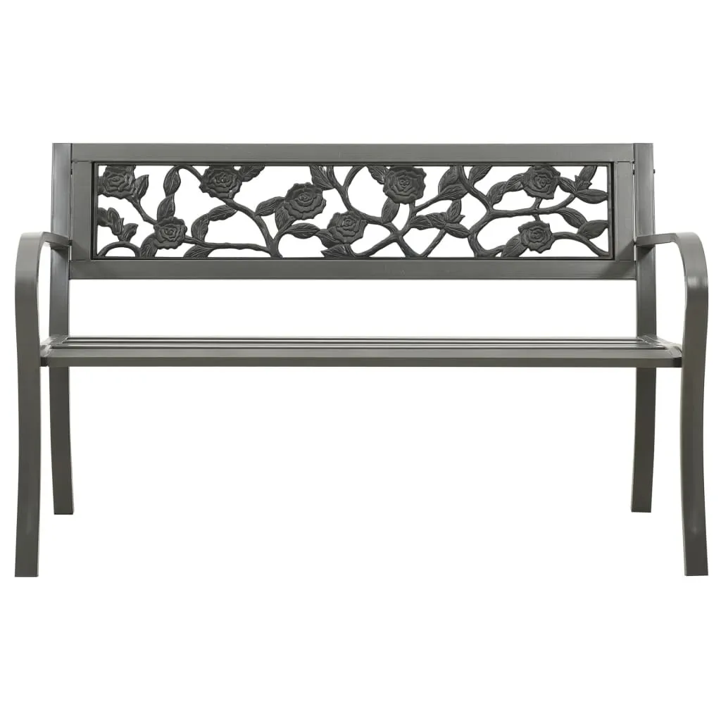 Banc de jardin gris en acier traité - Assise 125 cm résistante aux UV