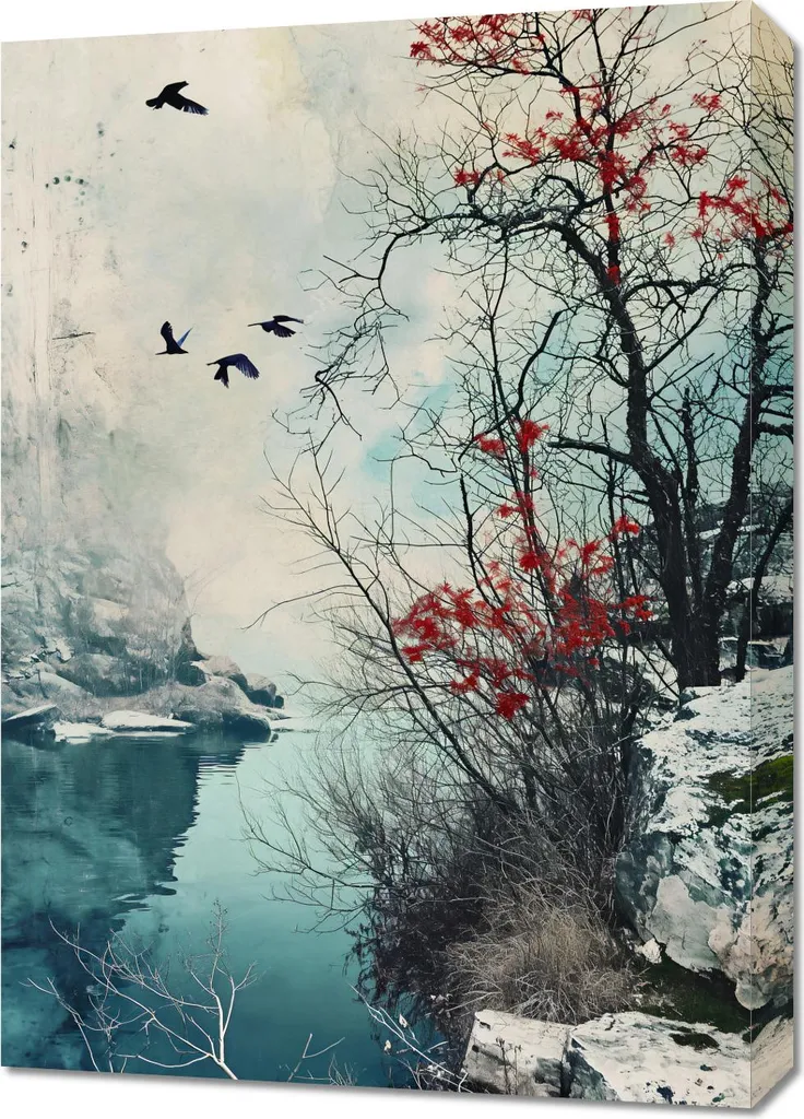 Décoration murale salon oiseaux Crépuscule hivernal - Image 50x70 cm