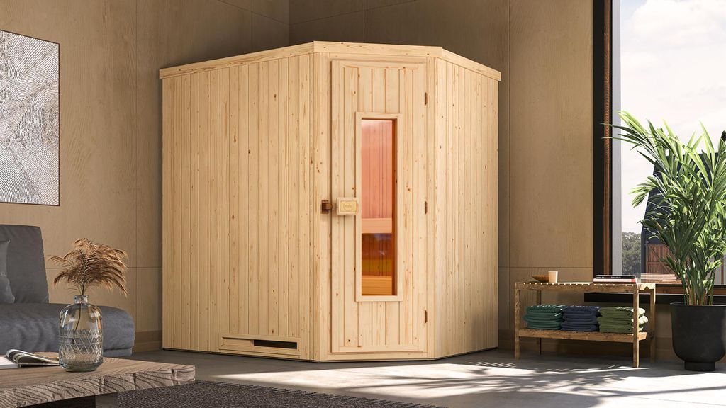 Element-Ecksauna VARBERG 1 HT, Bio7,5 KW x B x T x H x 194 x 144 x 199