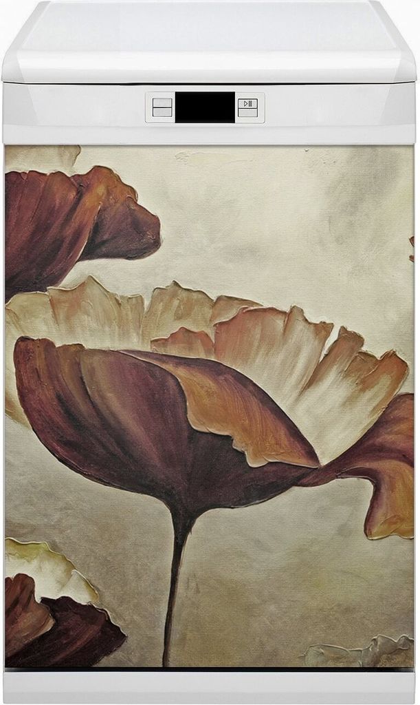 Geschirrspüle Magnet für Spülmaschine Magnetmatte Küche Magnete Dekorative 45x80 cm - Malen große Mohnblumen