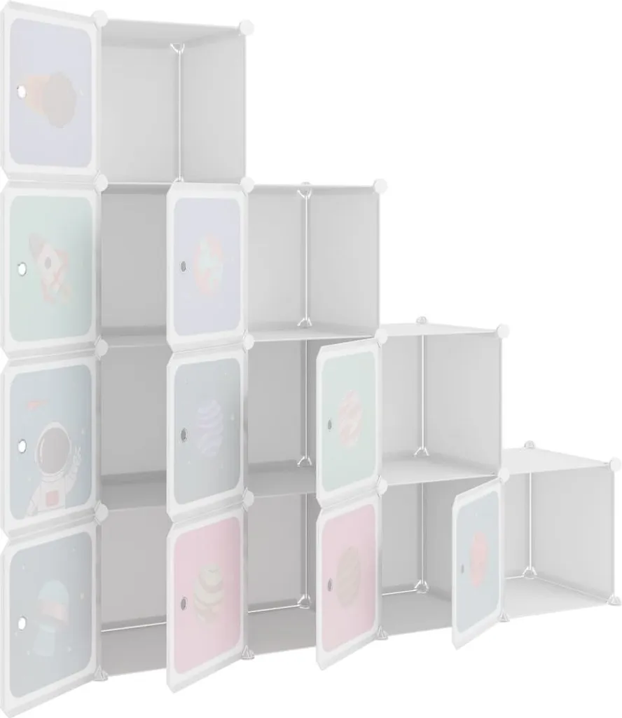 Étagère modulable 10 compartiments en PP blanc haute densité pour enfant