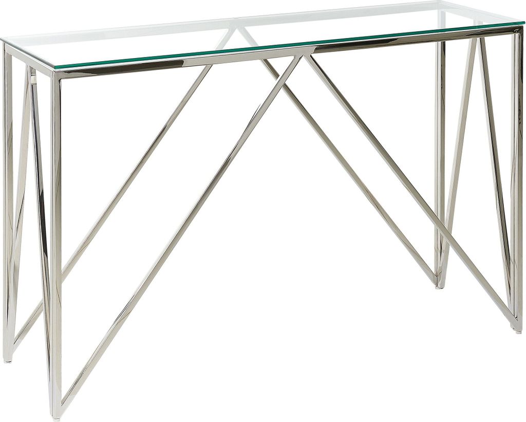 BELIANI Konsolentisch Transparent und Silber Sicherheitsglas Rechteckig Schmal Gestell aus Edelstahl für Schlafzimmer Wohnzimmer Flur Diele Küche