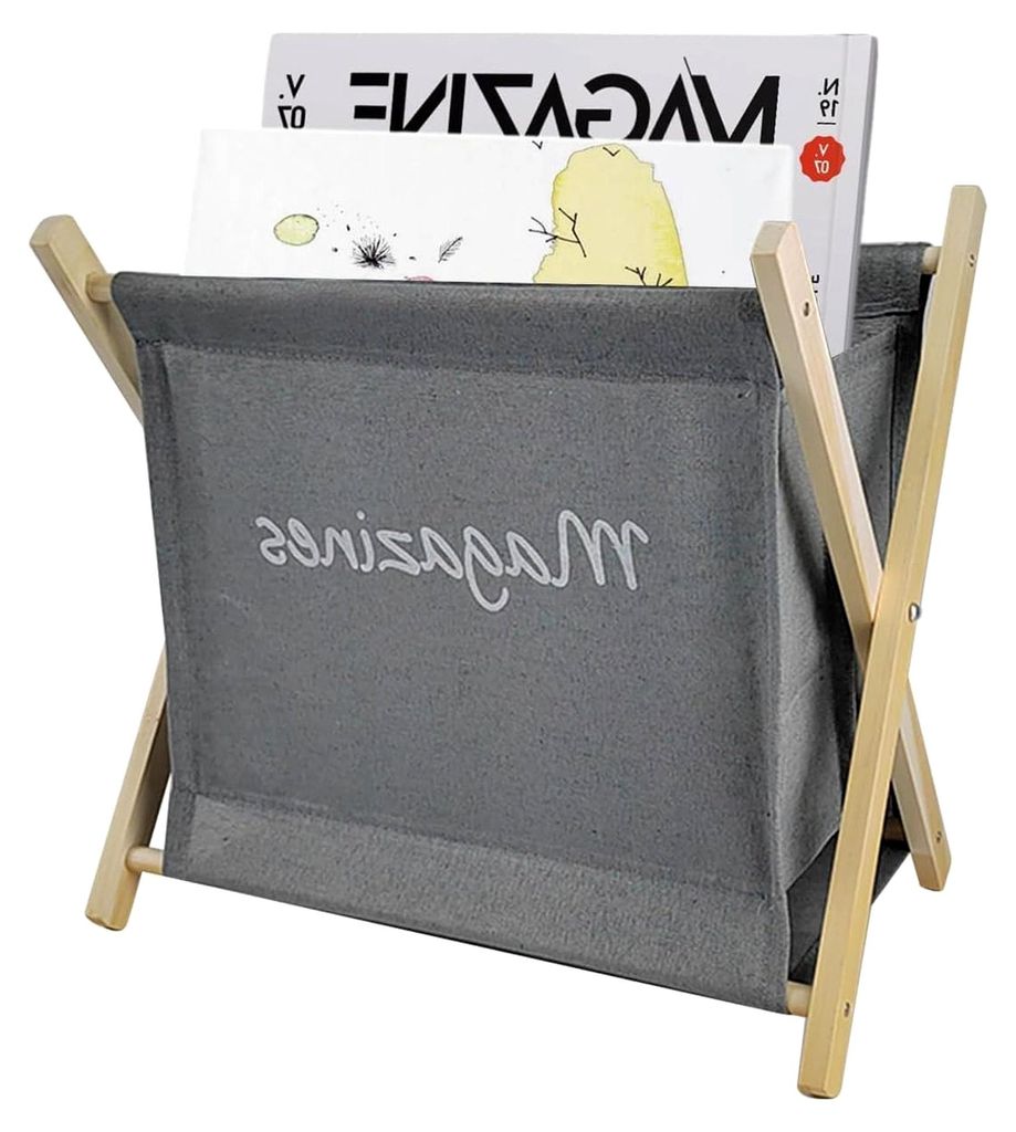 Zeitungsständer aus Holz, 30 × 20 × 30 cm, Grau, Zeitungshalter, Zeitschriftensammler, Faltbarer Zeitschriftenständer für Büro, Zuhause und W...