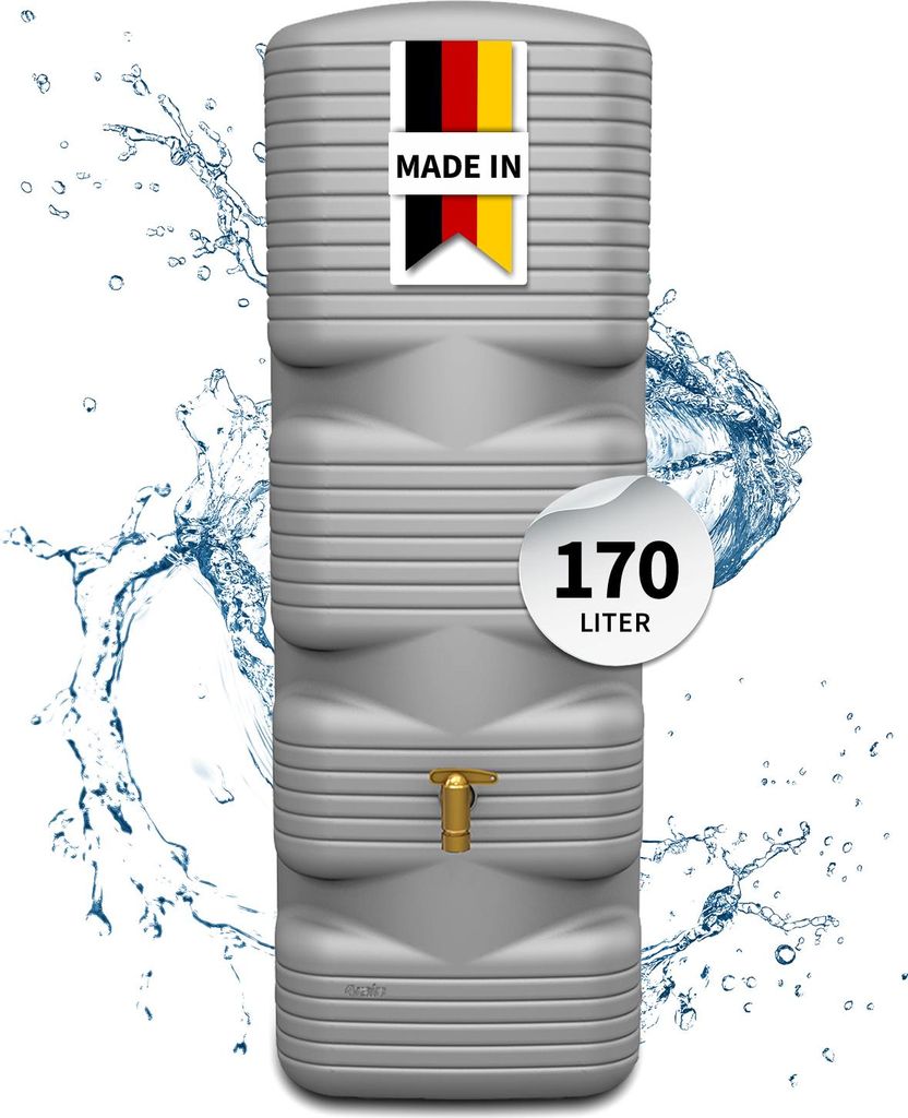 4rain QUADRO Wandtank 170 Liter betongrau