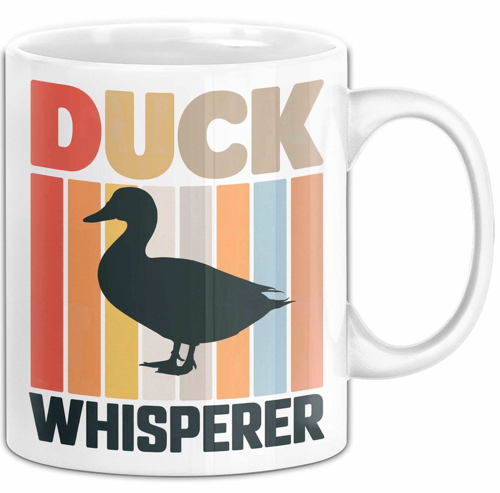 Quietscheente Tier Tasse Geschenk Lustige Geschenkidee Spruch Entenflüsterer (Weiß)