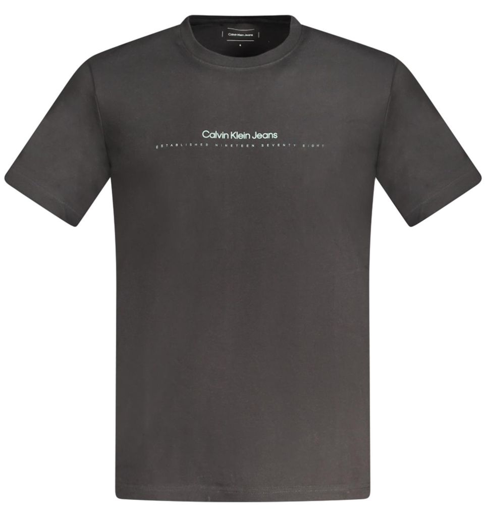 Schwarzes Herren T-Shirt: Rundhals, Logo-Design, nachhaltige Baumwolle