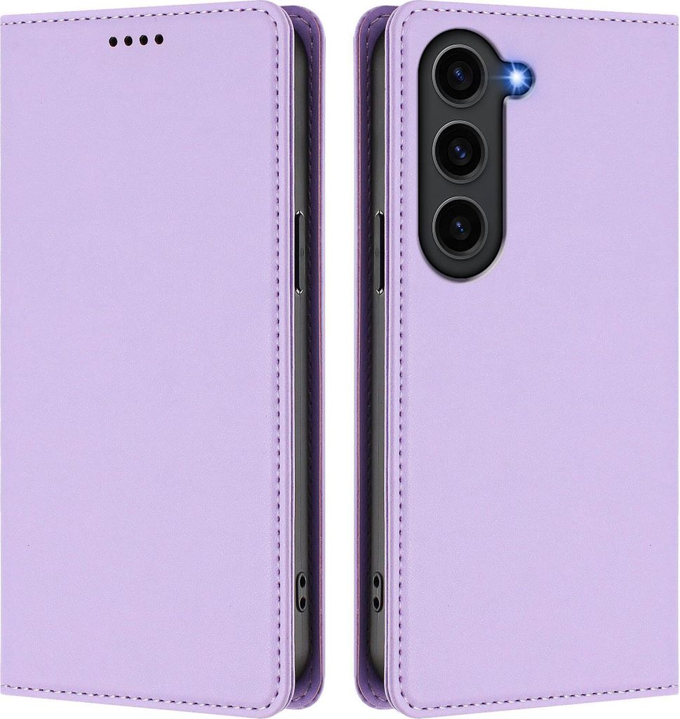 Handyhülle für Samsung Galaxy S23, Kunstleder Klapphülle Stoßfeste Magnetische Hülle mit Ständer Violett