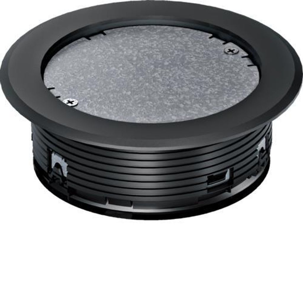 Leitungsauslass mit Blinddeckel für Bodenbelag Spannbereich >32mm tiefschwarz LAR02KB9005 HAGER
