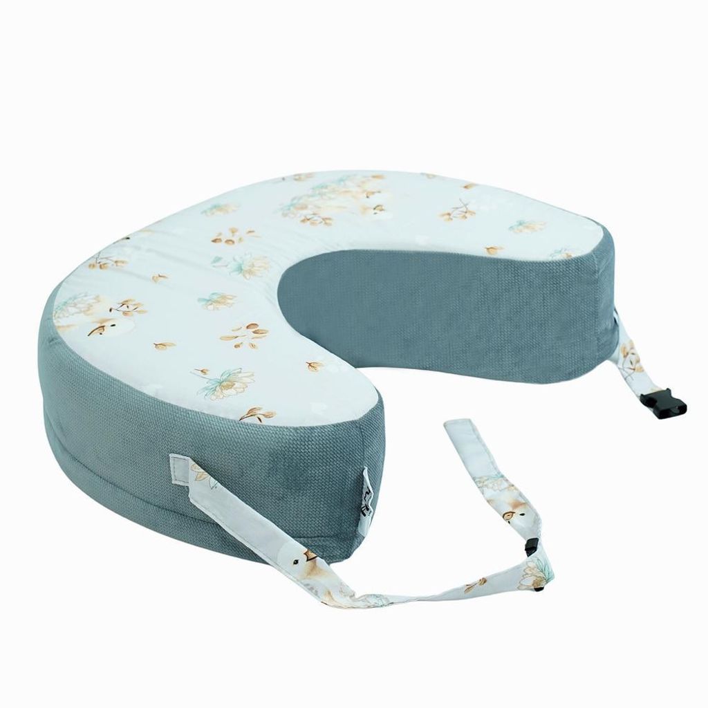 Ergonomisches Stillkissen mit Schaumkern, abnehmbarer waschbarer Bezug, grau mit Schwanen-Motiv