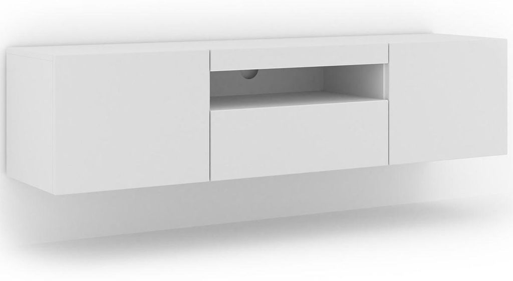 Meuble TV bas Aura 150 cm, à suspendre ou à poser, meuble Image du produit 