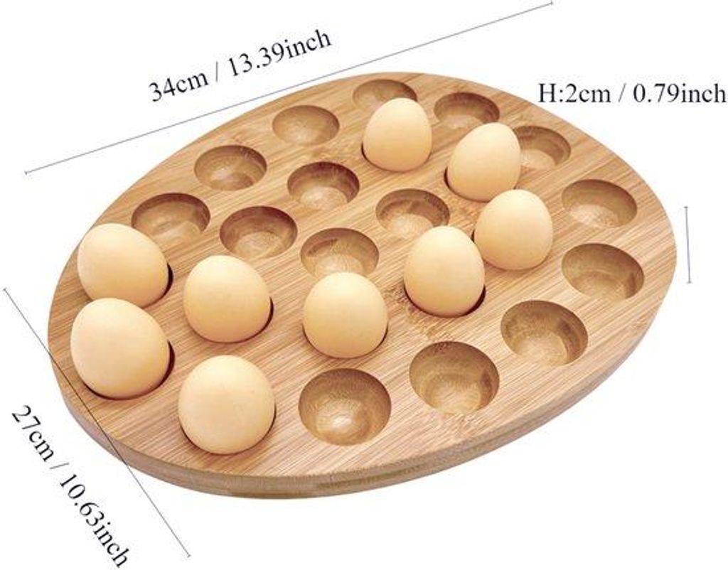 Bamboe-eierrek, compacte koelkast, 24-gats model, natuurlijke keukenweergave, bamboe-houten aanrechtorganisator