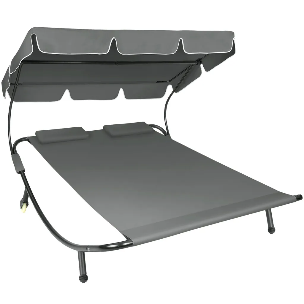 Grand Bain de Soleil Double avec Pare-Soleil Réglable pour Jardin et Patio