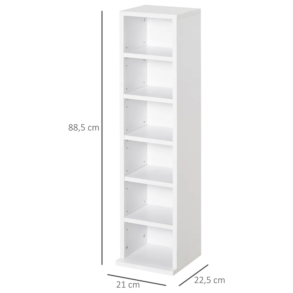 Étagère Colonne CD DVD 6 Compartiments Blanche - Lot de 2 Haute Qualité