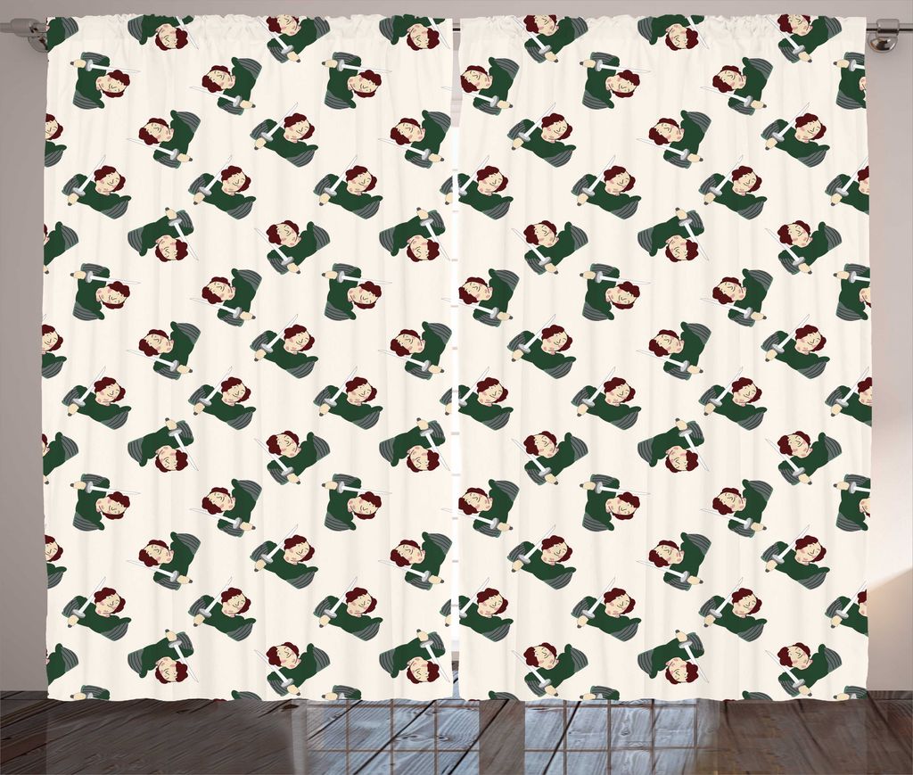 ABAKUHAUS Herzog Rustikaler Gardine, Duke of Britain mit Lippenstift, Schlafzimmer Kräuselband Vorhang mit Schlaufen und Haken, 280 x 225 cm, Ivor...