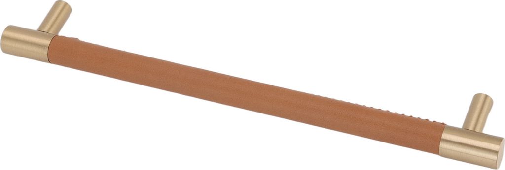 Cabinet Door Handle 224MM Hole Pitch Leather Brass Light Luxury Cupboard Bar Pull Handle for Home Wardrobe Drawer(Light Brown )