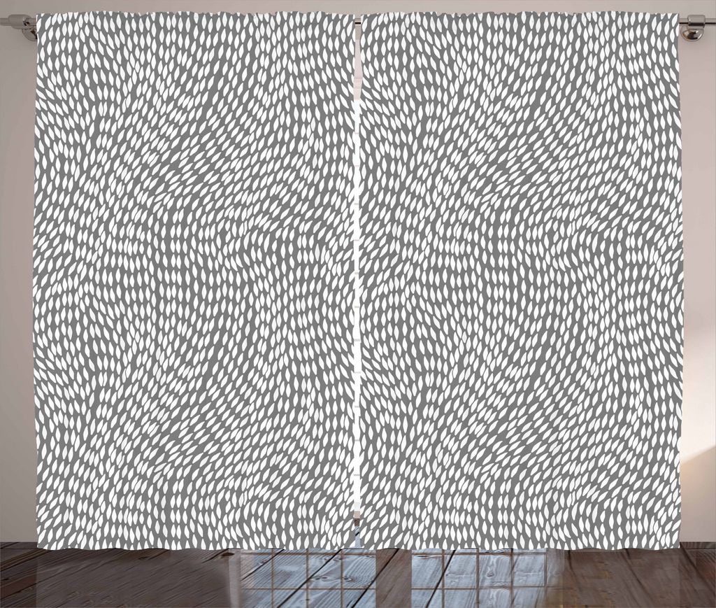 ABAKUHAUS Grau und Weiß Rustikaler Vorhang, Auszugs-Sea, Wohnzimmer Universalband Gardinen mit Schlaufen und Haken, 280 x 175 cm, Grau und Weiß