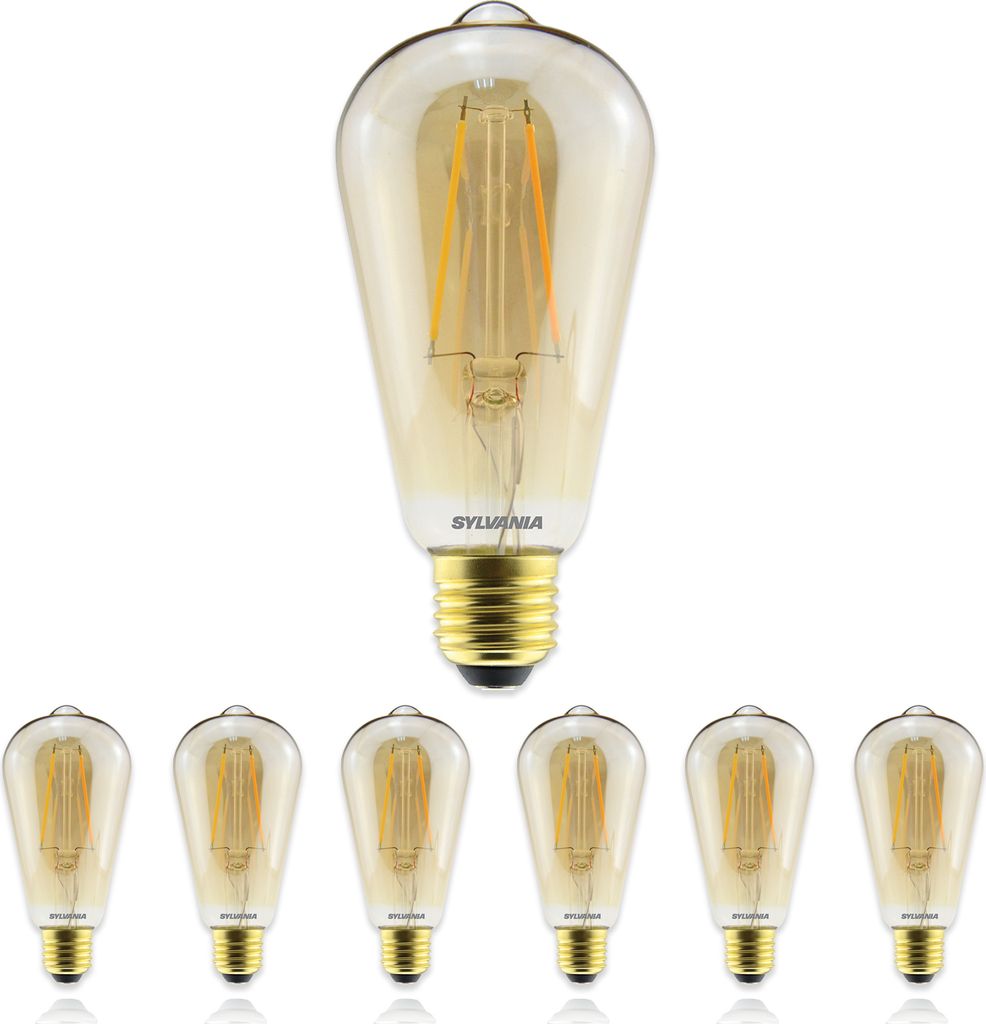SYLVANIA E27 LED Vintage Dimmbar | Retro Glühbirne | Warmweiß Leuchtmittel | 560 Lumen | Edison-Form | 6er Pack