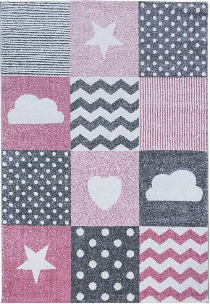 Kinder Teppich Kikki rechteckig, Farbe: Pink, Größe:140x200 cm