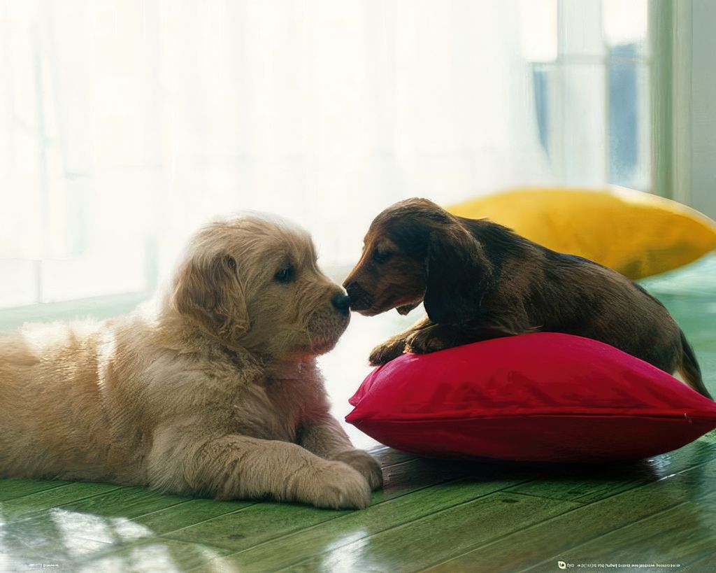 Hundewelpen Kuss Poster 50 x 40 cm
