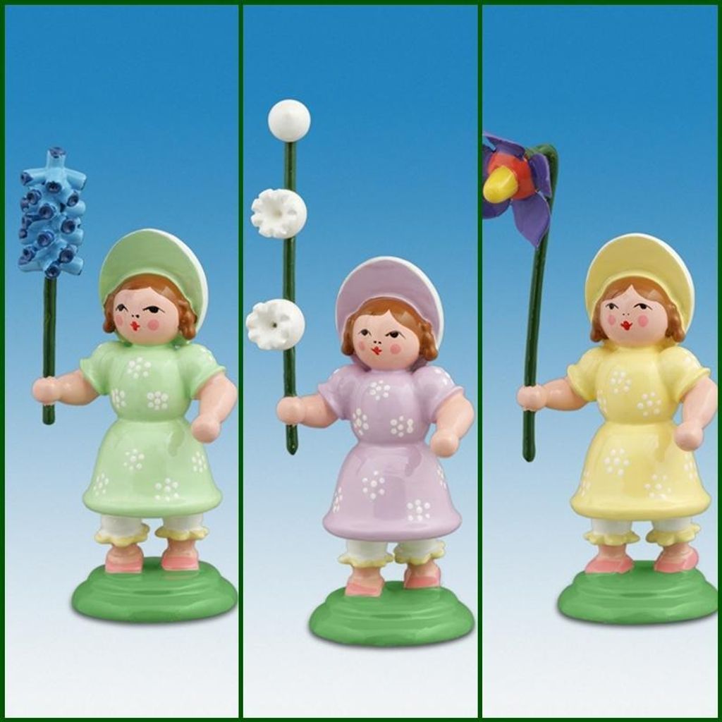 Holzfiguren Biedermeiermädchen 3tlg. Höhe 7cm NEU