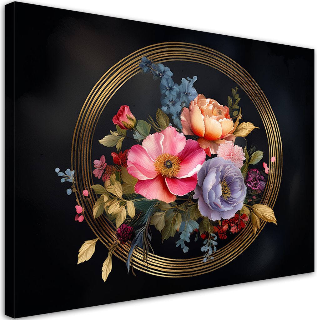 Leinwandbild Natur Goldene Blütenblätter 120x80 Feeby Bunt bild für die wand bereit zum aufhängen
