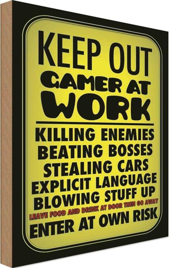 vianmo Holzschild 18x12 cm Keep out gamer at work enter Calm