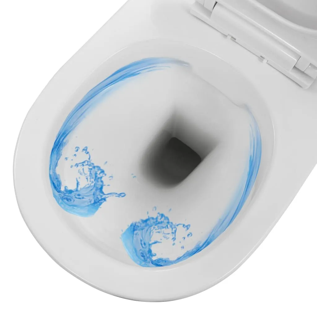 WC suspendu sans bride facile à nettoyer en céramique blanche durable - 9