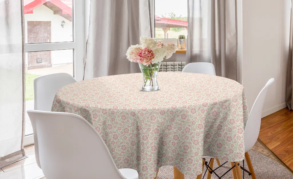 Tovaglia Vintage Abakuhaus 150cm - Fiori Retrò per Tavolo Rotondo