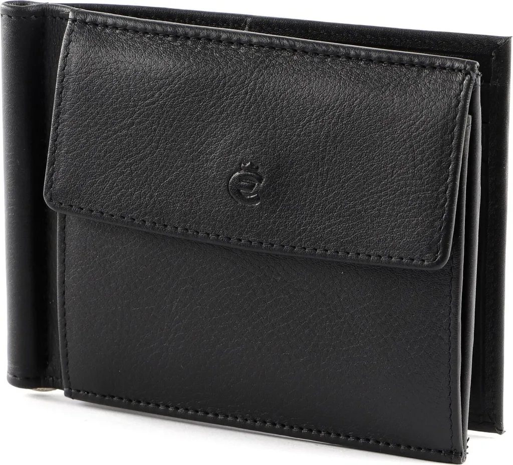 Money Clip Wallet Esquire Cuir Noir avec Pince à Billets Métallique