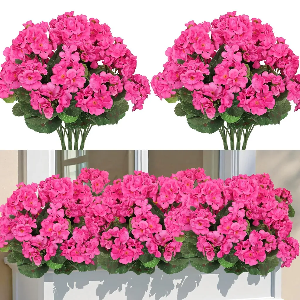Fleurs Artificielles Ultra-Réalistes Géraniums en Soie Anti-Intempérie