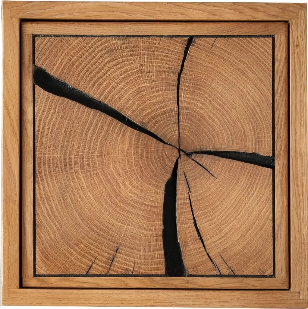 Étagère murale KM-0660 en chêne sauvage massif huilé brun - 34x34 cm