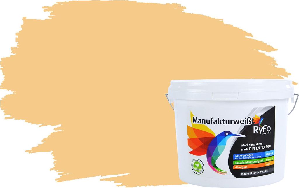 RyFo Colors Bunte Wandfarbe Manufakturweiß Sunrise 3l - weitere Grau Farbtöne und Größen erhältlich, Deckkraft Klasse 1, Nassabrieb Klasse 1
