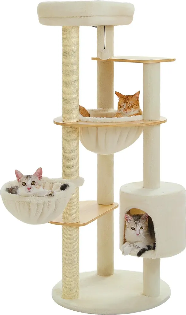 Arbre à chat stable AMT0289BG : finis les meubles griffés, design et L