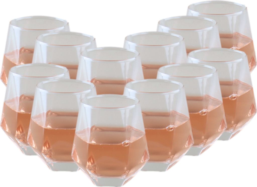 OTIX Wasser-Gläser Set von 12 300ml Diamant Form Transparentes Glas