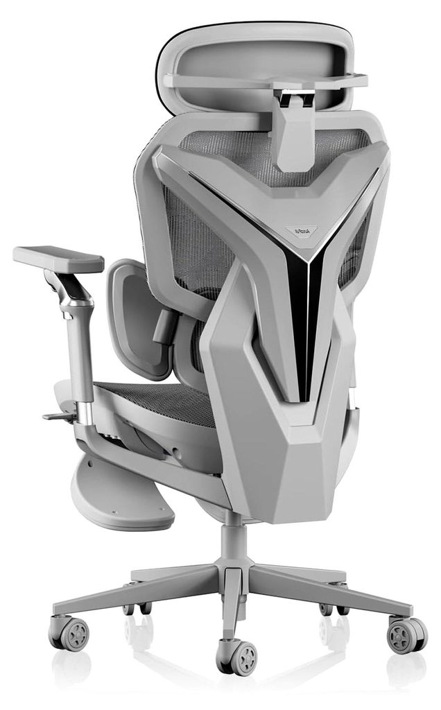 G7 Ergonomischer Gaming Stuhl mit Dynamischer Lendenstütze, 720° Doppelachsen-Dreharmlehnen, 140° Rückenlehnen-Neigung und 4D-Nackenkissen (Weiß)